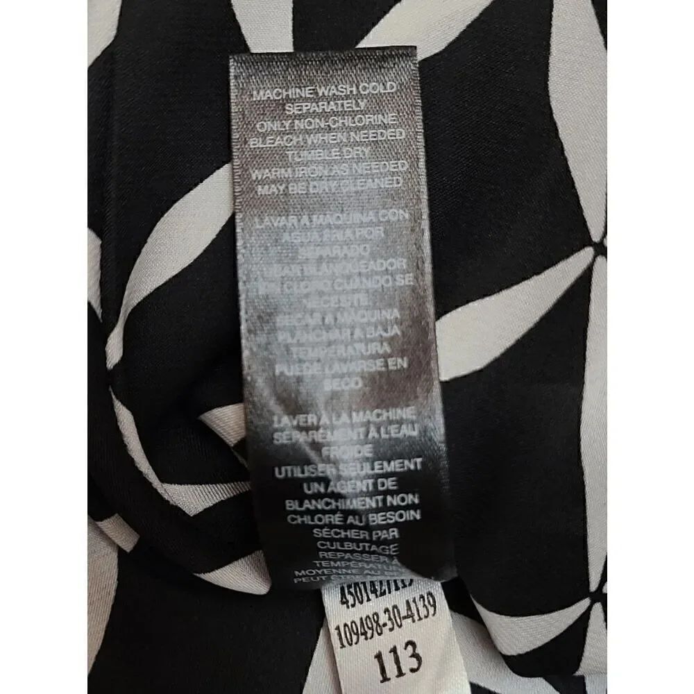 🖤🤍 WHITE HOUSE BLACK MARKET Geo Print Black White Tulle Trim Midi Skirt SIZE 2 - Picture 8 of 13